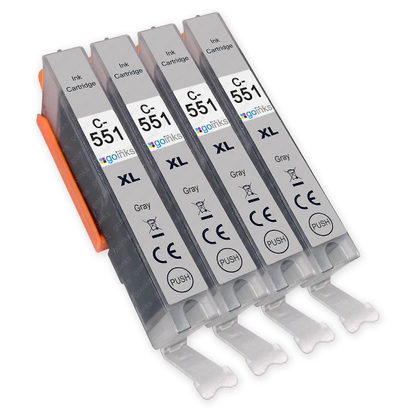 4 Grey Ink Cartridges To Replace Canon Cli-551gy Compaluiwoonle/non-oem From Go Inks