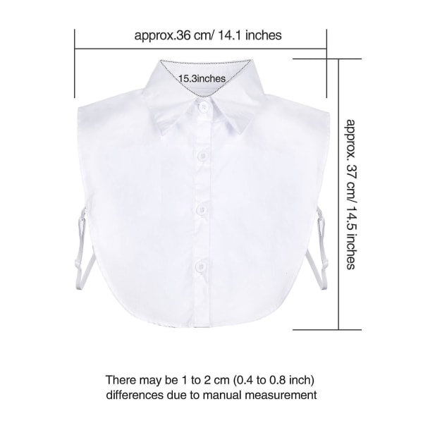 2 stykker falsk krave aftagelig bluse Dickey krave halvskjorter falsk krave til kvinder favoriserer（2 hvide)