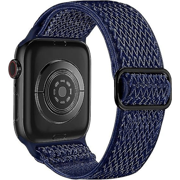 Elastic Bands Compatible With Apple Watch Bands,stretchy Solo Loop Soft Nylon Strap Replacement Band For Women Men/midnight Blue/size:38/40/41mm