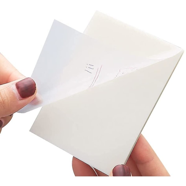 2-pack genomskinliga klisterlappar fyrkantiga självhäftande anteckningsblock, 70 mm*95 mm transparent självhäftande avtagbar för kontor, skola, studenter