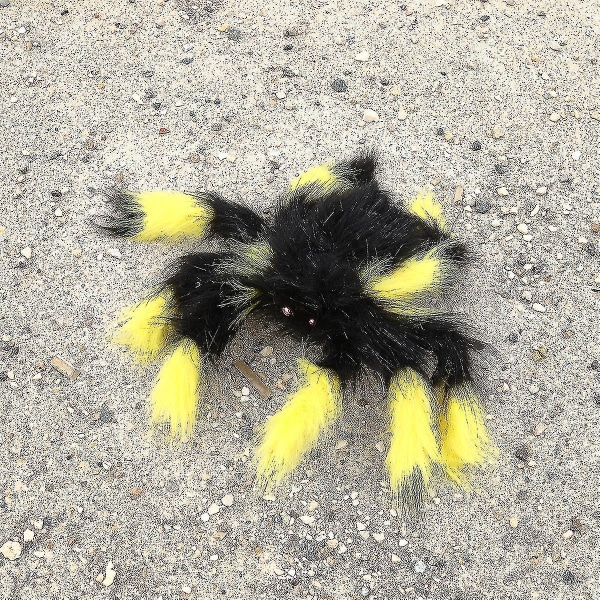 Läskig spöklik spindel plyschleksaksfest Läskig dekoration Spökhusrekvisita 30 cm (svart och gul)_y