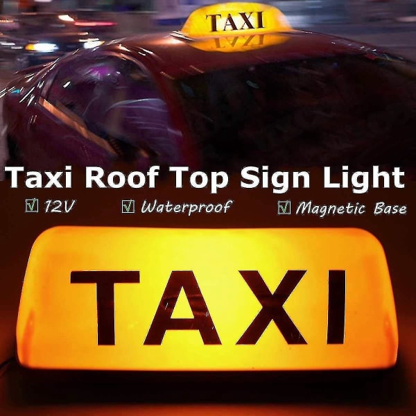12v Taxi Top Sign Vattentät Magnetisk Mätare Cab Lampa Ljus Led Taxi Signal Lampa - Gul