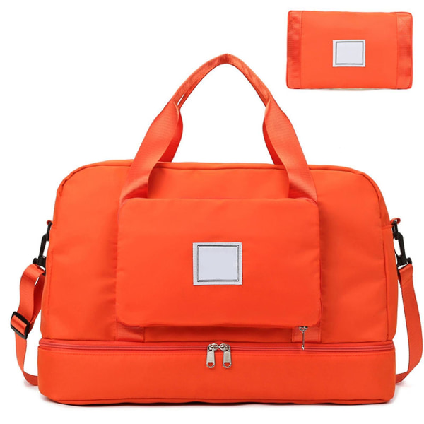 Taitettava matkalaukku märkälokerolla Duffelilaukku Vedenpitävät viikonloppulaukut kuntosaliuimiseen (oranssi)