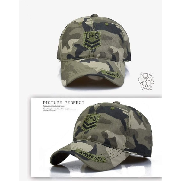 Kamouflage cap, militärkepsar Army Camo basebollkepsar Bomull Casual Justerbar justerbar metallspänne baseballkepsar(camo unisex