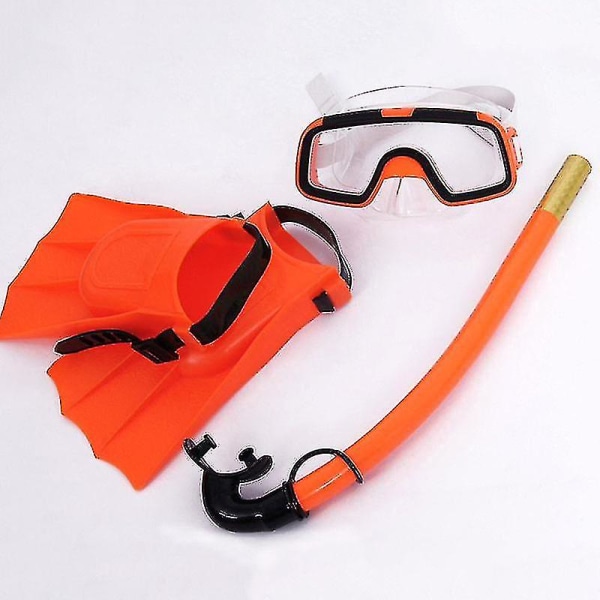 Nyt 2023 børne dykkermaske sæt anti-dug svømmebriller masker Snorkelfinner sæt til børn Z bedste gave（gul)