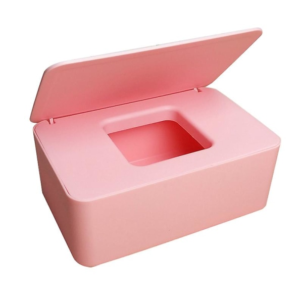 Pölytiivis kudosten säilytyslaatikkokotelo Kosteuspyyhkeiden case pidike kannella kotitoimiston pöytäautoon Uusi (vaaleanpunainen)