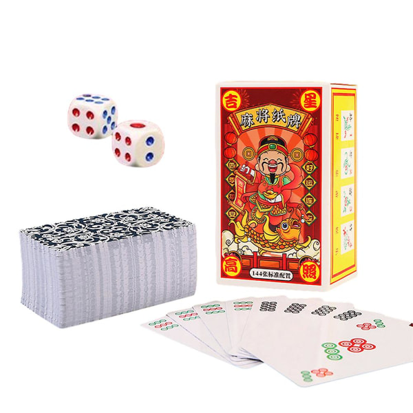 Bärbar Mahjong papperskortleksak Intressant pusselbrädspel för familjesammankomster (1 set)