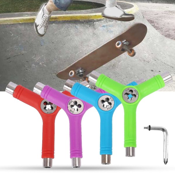 Sexkantnyckel Allt-i-ett-design Flerfunktions bärbar skateboard Y-verktygstillbehör för skridskor (1 stycke, blå)