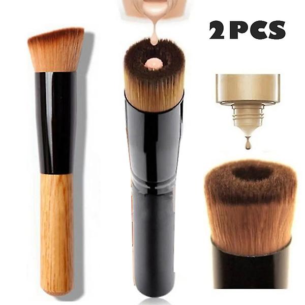 2st Flat Top Liquid Powder Foundation Brush+Oblique Brush Beauty Cosmetics Tools