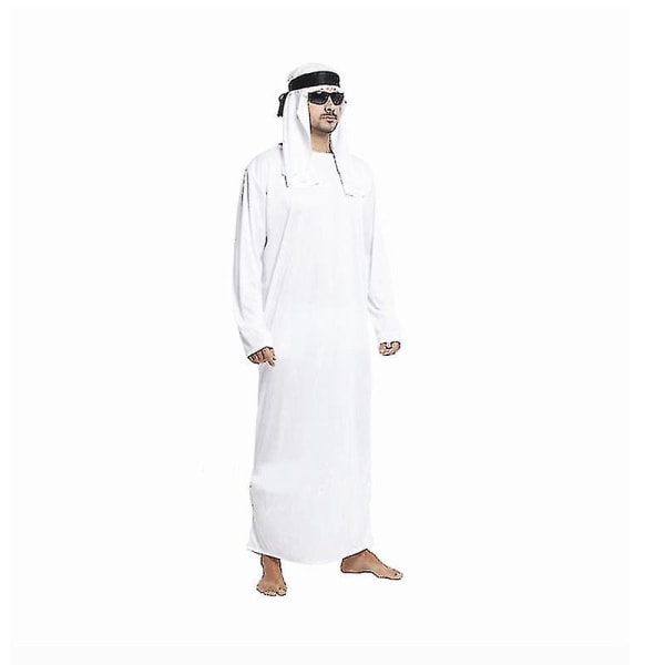 Arabisk kostume til mænd Arabisk Sheik Halloween Cosplay Robe Fancy Dress Outfit（XL)