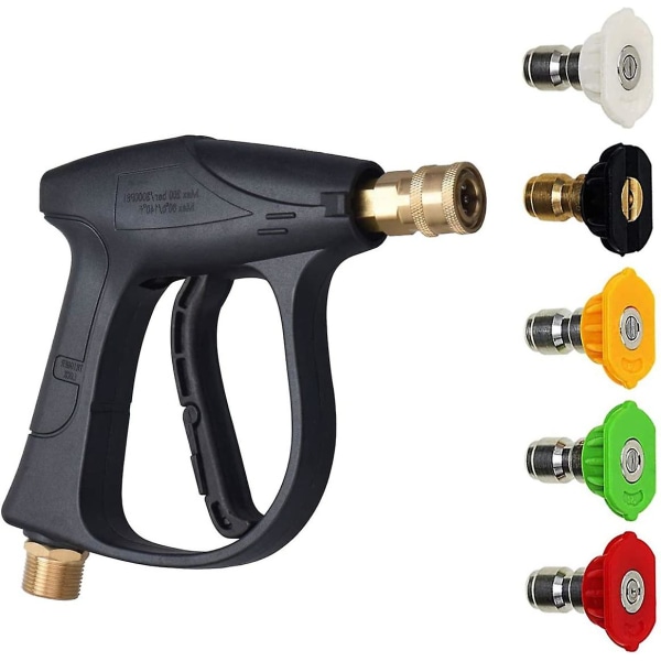 Biltvätt vattenpistol högtryckstvättpistol 3000 Psi Max med snabbkopplingsmunstycken M22 slangsats för högtryckstvättar
