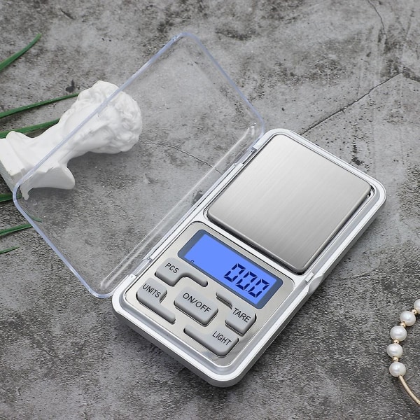 Liten laddningsbar bärbar elektronisk smyckesvåg 0,01 g mobiltelefonvåg. 500 g/0,01 g