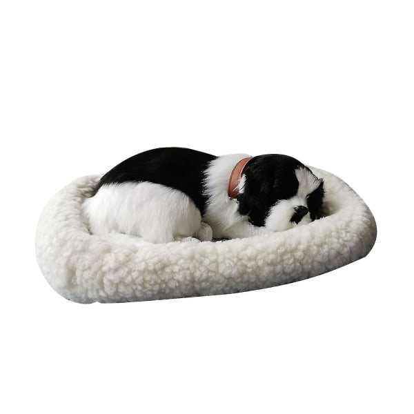 Realistisk sovplysch andande katt lurvig hund med matta Kreativ djurdekor