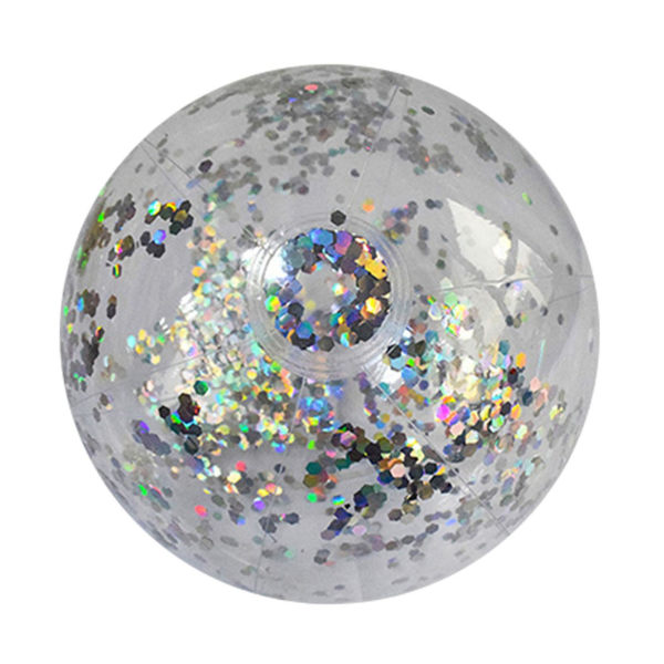 24"/16" stor uppblåsbar glitterpoolbadboll för sommarens strandpoolparty (60 cm, silver)