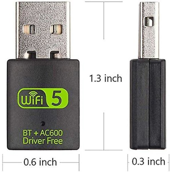 USB Wifi Bluetooth Adapter, 600mbps Dual Band 2,4/5ghz trådlöst nätverk extern mottagare, Mini Wifi Dongle för PC/laptop/desktop