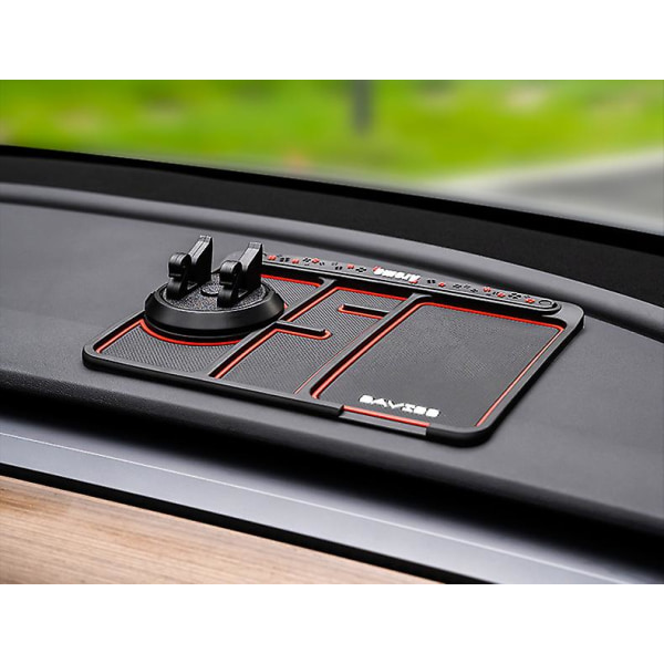 Röd Svart Kreativ personlighet Multifunktionell slitstark halkfri matta för bilmobiltelefonhållare