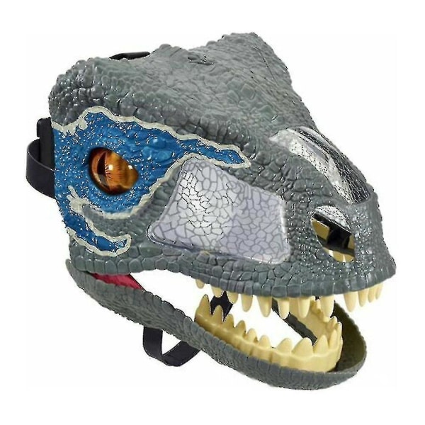 Jurassic World Dinosaur Mask Tyrannosaurus Rex Halloween-naamio liikkuvalla suulla (harmaansininen)