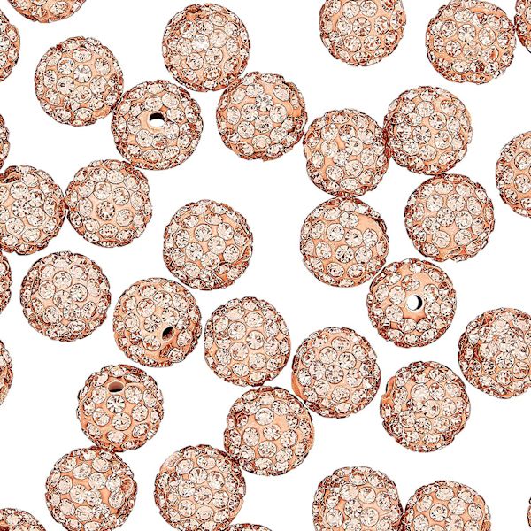 100 stk 10mm Lyse Peach Rhinestones Pave Disco Ball Leireperler Polymer Leire Rhinestone Perler Runde Smykker Krystall Diamant Perler Til Armbånd Halskjede