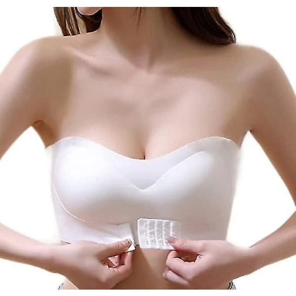 Women Lingerie Strapless Front Buckle Lift Bra, Wire-free Anti-slip Invisible Push Up Bandeau