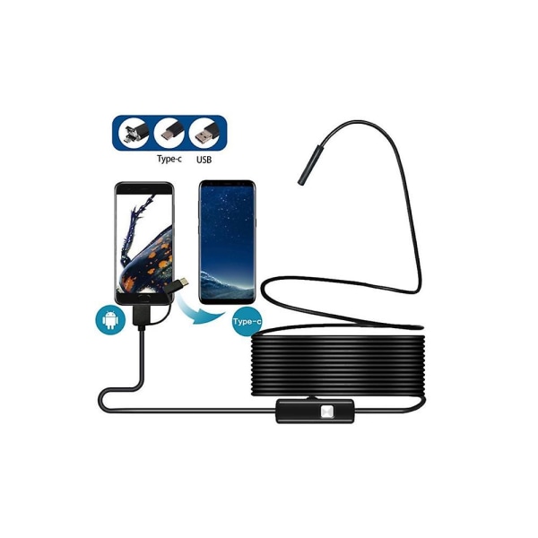 Tre-i-ett mobiltelefonendoskop 5,5 mm hushållsavloppsrör Bilinspektionsverktyg Industriell rörendoskop