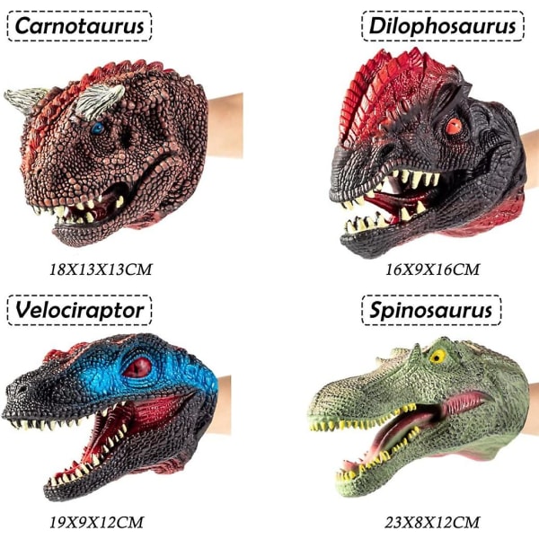 Dinosauruksen käsinuket - Pehmeä kuminen dinosauruskäsine - Realistinen nukke lapsille Pojille Tytöille Aikuisten juhlalahja mielikuvituksellinen Velociraptor