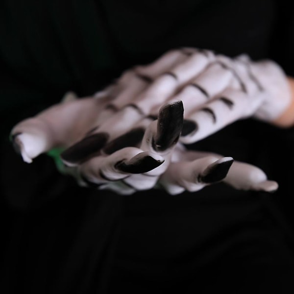 Hvite Ghost Claws hansker med svarte negler for Halloween Costume Party Kvinner Cosplay Nytt (Hvit)