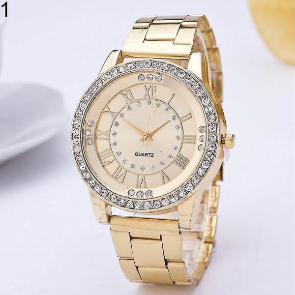 Bracelet Watch Diamond Digital Large Dial Ladies Alloy Steel Band Watch Fashion Watch_ahf Gold
