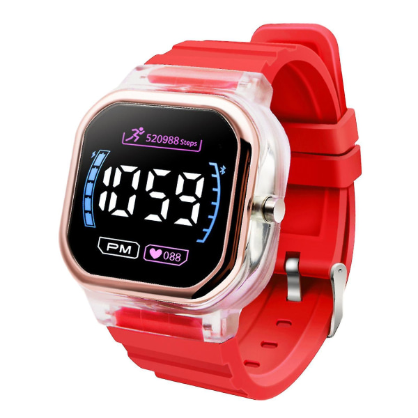 Electronic Watch Luminous Life Waterproof Square Dial Student Sports Led Digital Wrist Watch For Daily Wear_ahf Red