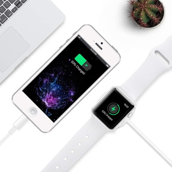 Magnetisk Iphone-opladerkabel 4 i 1 kompatibel med Iphone Apple Watch Android（Hvid）