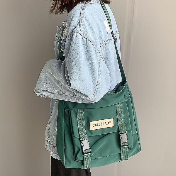 Lerretsveske for kvinner Japansk avdeling Harajuku Windsuit Messenger Bag Kvinnelige koreanske studenter Skuldervesker（grønne）