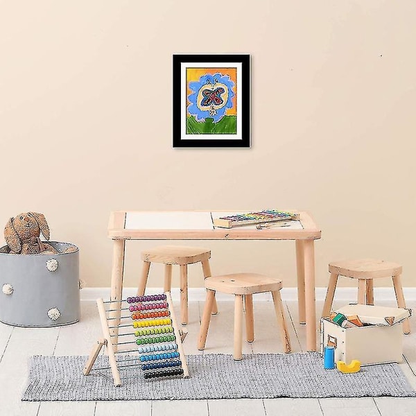 My Little Davinci træbilledramme med 20 ark kunstværker - kunstudstillingsramme til børn (hvid)