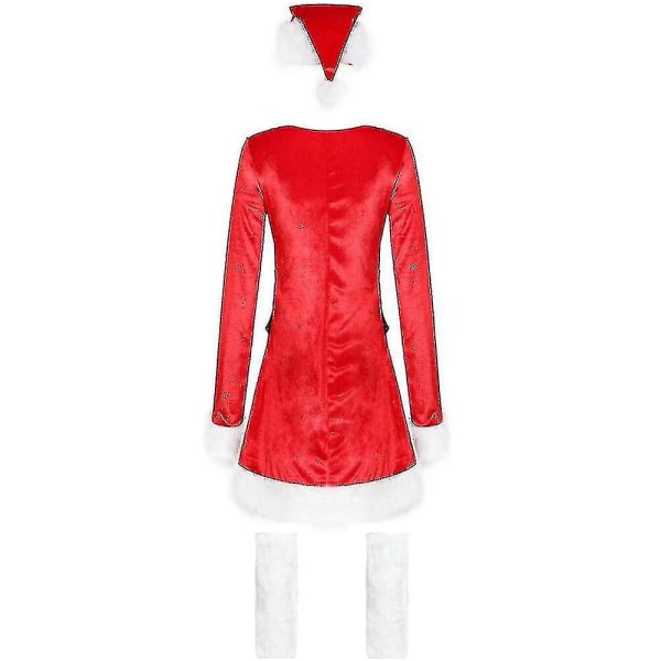 Sexet julemandskjole rød fløjl jul kvindelige julefest Cosplay kostumer（L)