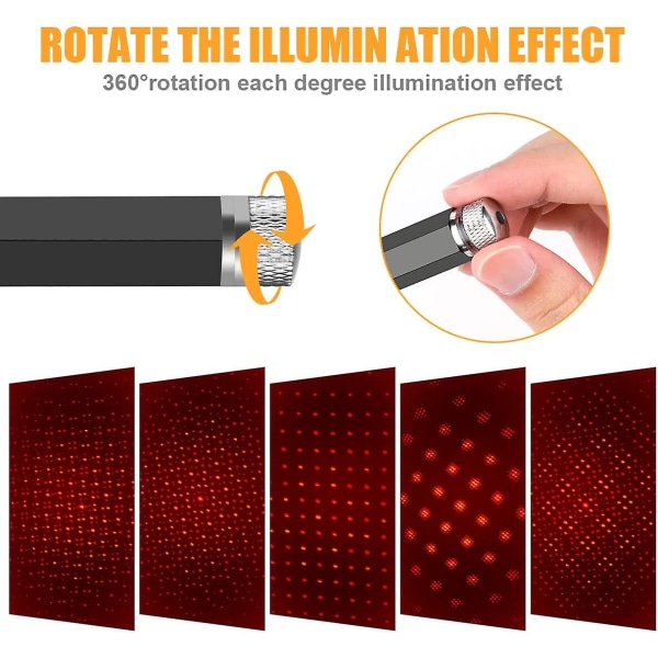 Led Atmosphere Light, Bil USB Taklampa Stjärnhimmel Atmosphere Light Led Projektor Rött Nattljus Justerbart Flera lägen, Romantiskt USB Light For Ca