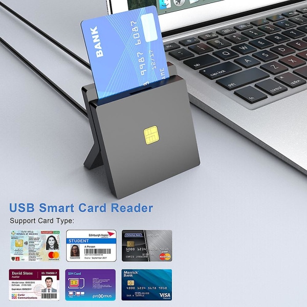 Smart Card Cac ID-läsare 2-i-1 SIM-korts skattedeklaration Smartkortläsare