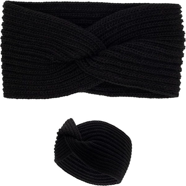 Svart ullpannband för kvinnor tillverkade i Italien - stickade öronkåpor för kvinnor - pannband för vinteröron för kvinnor - thermal pannband
