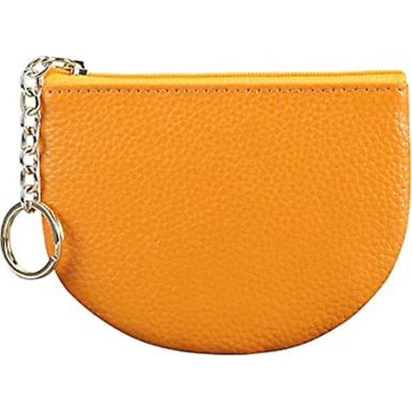 Yellowwomen's äkta läder nyckelring Dragkedja Change plånbok Liten mini påse myntväska