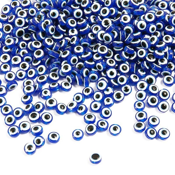 200 st Evil Eye-pärlor för armband Halsband Smyckenstillverkning (8 mm, blå)
