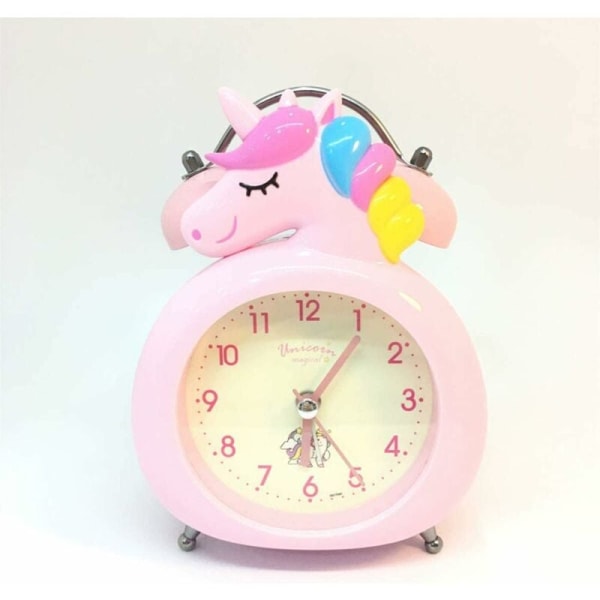 MINKUROW Unicorn väckarklocka för barn, barnklocka med nattljus, snooze för sovrum, barnfesttillbehör, rumsdekoration (rosa)