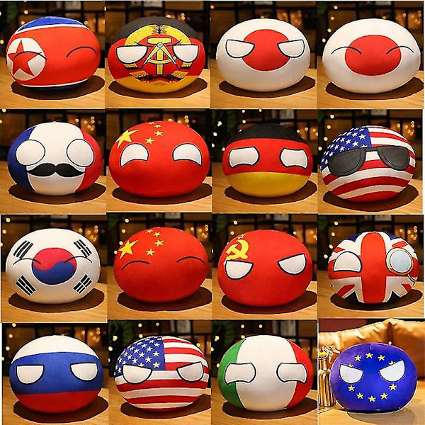 70 Stilar 10cm Landboll Plyschleksaker Polandball Hänge Landbollar Dekoration Countryball Fylld Do