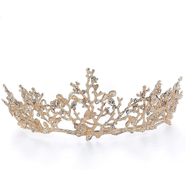 Rose Gold Wedding Crown Strass tiara för kvinnor, barock tiara, brudhår smycken för bröllop, festspel, prinsessfester