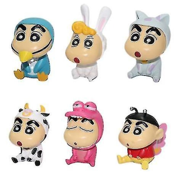 6 cps Crayon Shinchan Animal Cos Anime Dukke Legetøj Model Børnelegetøj Fødselsdagsgave
