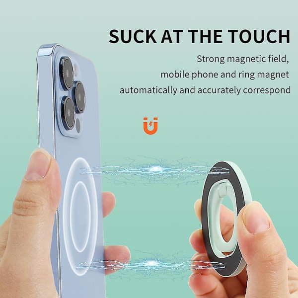 Magnetisk ringhållare för mobiltelefon kompatibel med Iphone 12 13-serien, Magsafe avtagbart mobiltelefongrepp Kickställ Vit