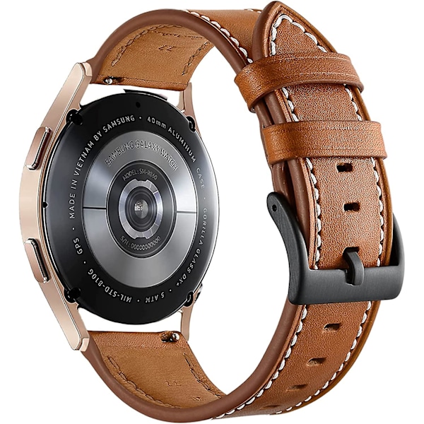 20mm Läderband Kompatibelt med Samsung Galaxy Watch 4 Band 40mm 44mm 2021 Galaxy Watch 4 Classic 42mm 46mm Band Läderrem