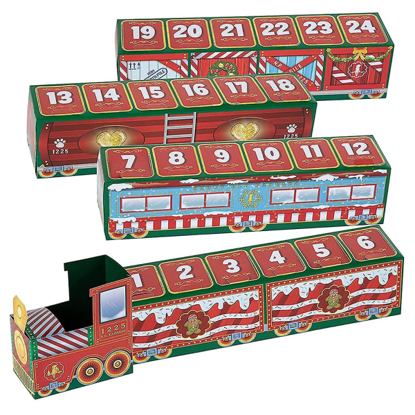 Jul 24 Dagar Nedräkning Papper Tåg Adventskalender Överraskning Tecknad Fidget Toys Blind Box Nyårspresenter Juldekoration För Barn Vuxna