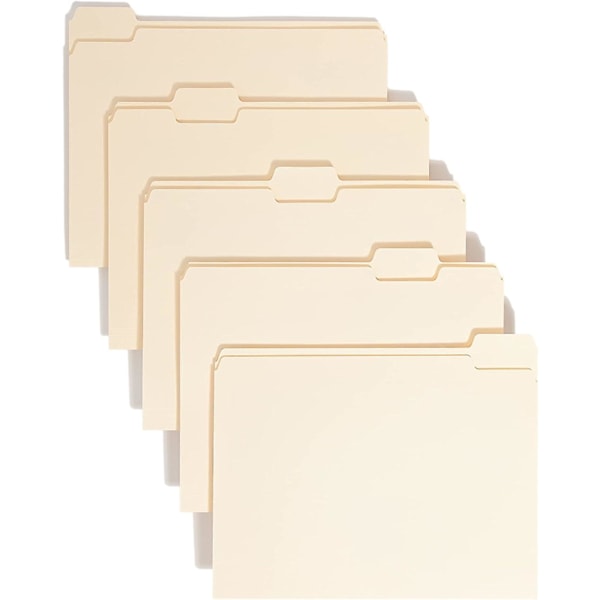 File Folder, 1/5-cut Tab, Assorted Positions, Letter Size, Manila, 100 Per Box (10350)