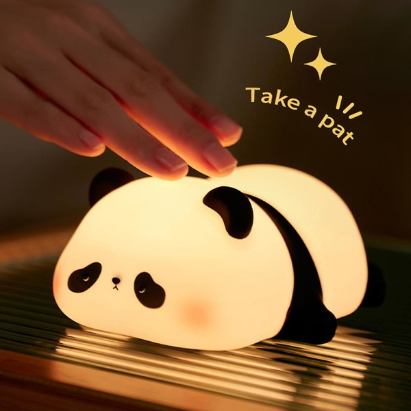 Liggende Panda Silikon Fargerikt Nattlys Husholdningsrom Nattbordslampe for soverom Barnerom (1 stk)