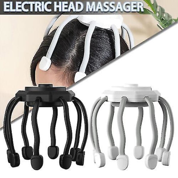 Sähköinen päänahan hieronta 3 eri tilassa langaton kannettava 360 asteen päähierontalaite (valkoinen)