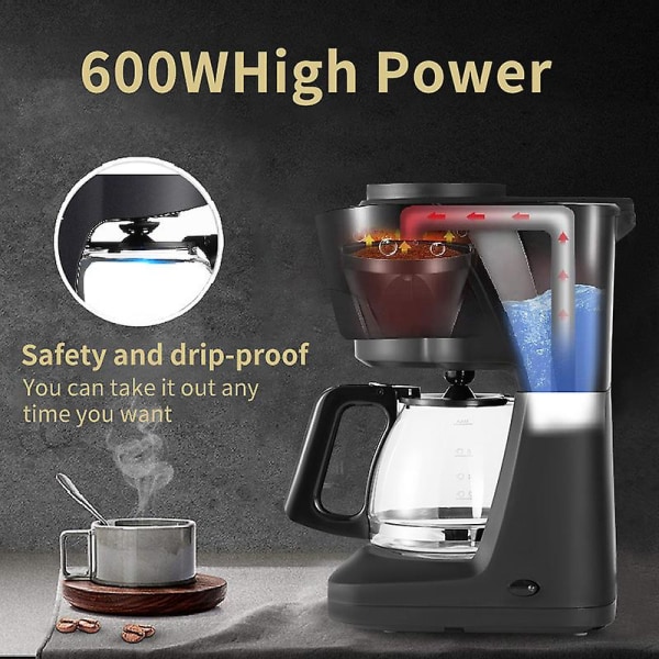 Caf-maskin, elektrisk kaffebryggare, stor kapacitet - svart