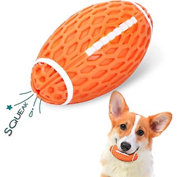 Hundleksaksboll, pipande hundboll, oförstörbar rugbyhundboll av naturgummi, hundtuggboll, hundleksak