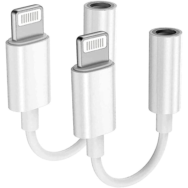 2 pakke-apple Lightning til 3,5 mm hodetelefonkontakt-adapterkontakt